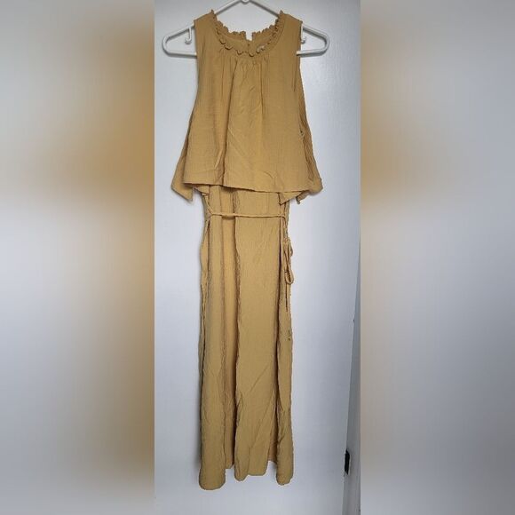 Calvin Klein Sleeveless Maxi Yellow Dress Size 10 - Picture 4 of 4